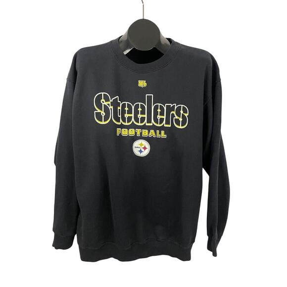 VTG Pittsburgh Steelers Sweatshirt Mens NFL 90s Black Football - Picture 1 of 9
